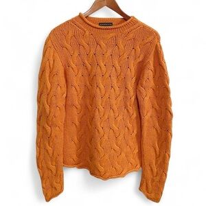 Baby Alpaca Orange Cable Knit Sweater